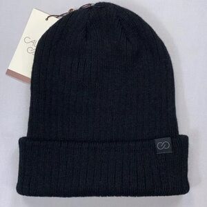 NWT Calia Easentials Ribbed Beanie Womens One Size Pure Black Winter Hat